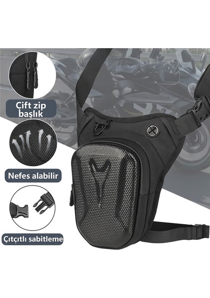 Unisex Kabuk Korumalı Suya Dayanıklı Motorcu Bacak Çapraz Omuz Bel Çantası