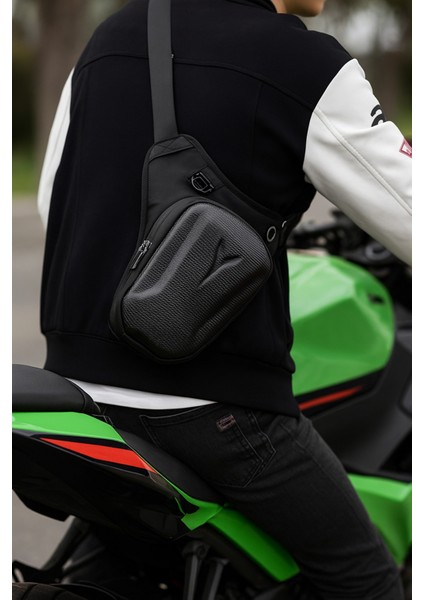Unisex Kabuk Korumalı Suya Dayanıklı Motorcu Bacak Çapraz Omuz Bel Çantası