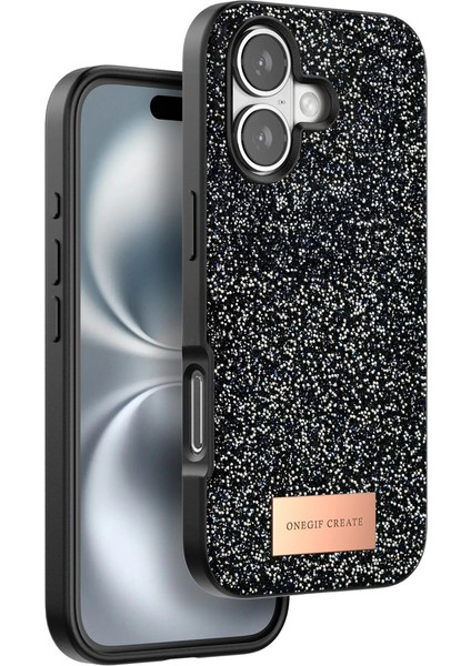 Onegif Iphone 16 Bright Simli Kapak - Siyah