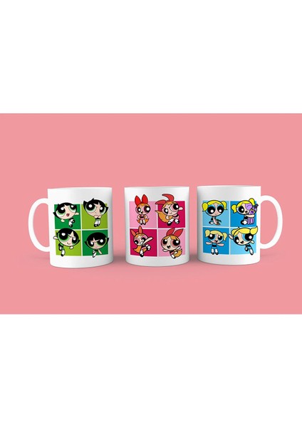 Powerpuff Girls 3'lü Set Baskılı Kupa Bardak