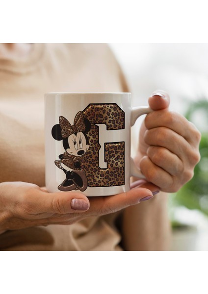 Mickey Mouse Minnie Temalı G Harfli Kupa Bardak