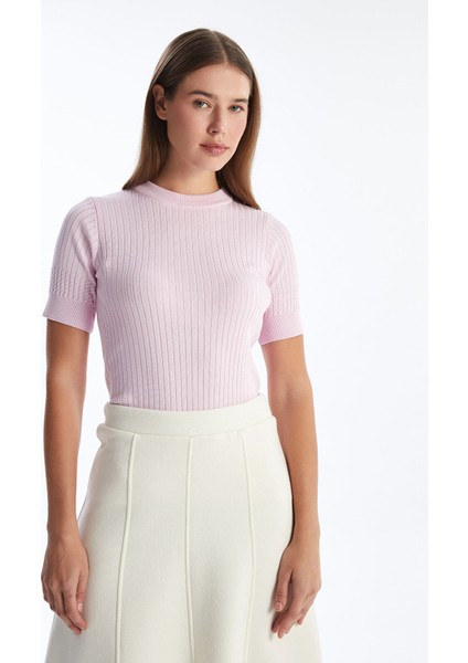 Yeni Sezon Bisiklet Yaka Dokulu Kadın Triko Kazak