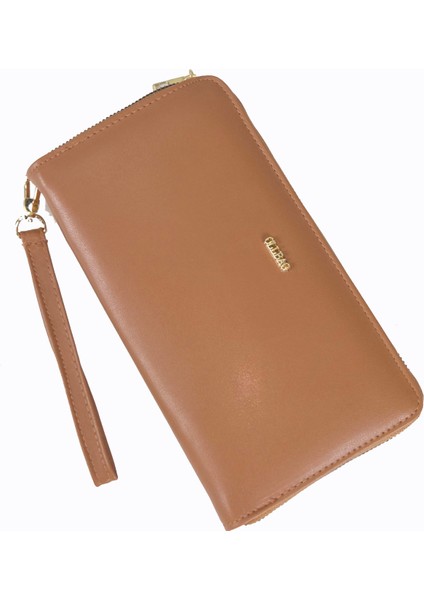 1018 Cilt Büyük Boy Cüzdan / Clutch Çanta Taba