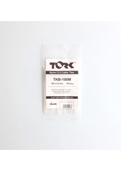 Tork Beyaz Kablo Bağı 2,5X100