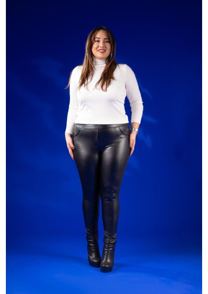 Kadın Büyük Beden Deri Siyah Tayt fırsatları