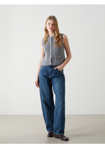 Yeni Sezon Yüksek Bel Baggy Fit Kadın Jean Pantolon