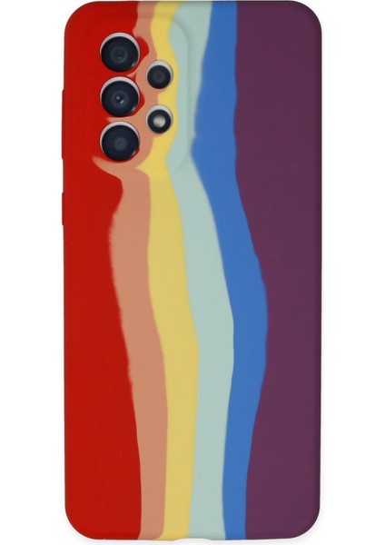 A53 5g Kılıf Ebruli Lansman Silikon - Kırmızı-Mor