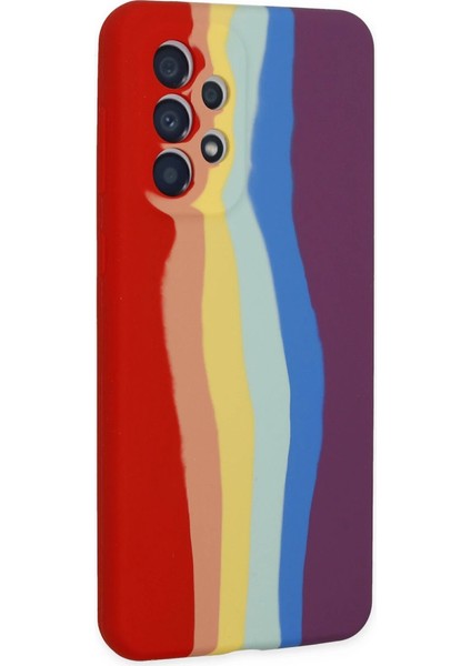 A53 5g Kılıf Ebruli Lansman Silikon - Kırmızı-Mor modelleri