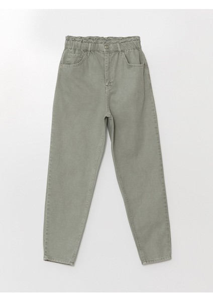 Yeni Sezon Beli Lastikli Slouchy Fit Kadın Jean Pantolon indirimleri