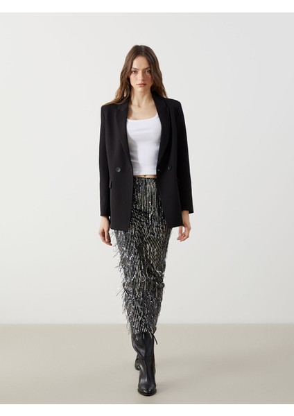 Yeni Sezon Beli Lastikli Pul Payetli Kadın Etek