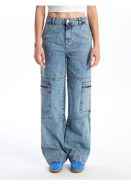 Yeni Sezon Standart Fit Kadın Kargo Jean Pantolon fiyatları