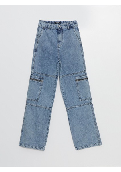 Yeni Sezon Standart Fit Kadın Kargo Jean Pantolon indirimleri