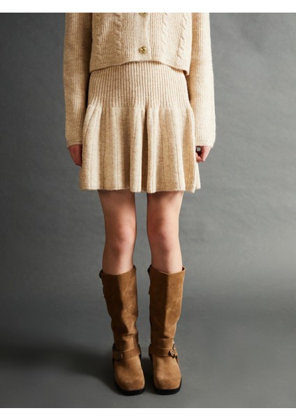 Yeni Sezon Beli Lastikli Kadın Triko Etek modelleri