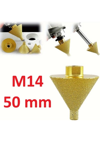 M10 - M14 Girişli 3 Kademeli Mermer Fayans Granit Delme Matkap Avuç Içi Taşlama Ucu Dişli Elmas Başlığı