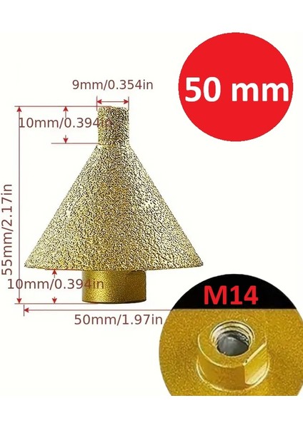 M10 - M14 Girişli 3 Kademeli Mermer Fayans Granit Delme Matkap Avuç Içi Taşlama Ucu Dişli Elmas Başlığı modelleri