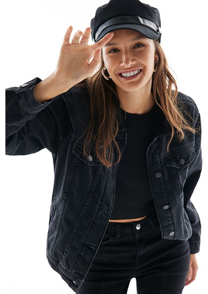 Yeni Sezon Gömlek Yaka Kadın Jean Ceket