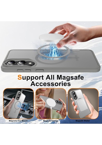 Samsung Galaxy S25 Edge Uyumlu Kamera Lens+Ekran Koruyucu Magsafe Şarj Destekli Iz Tutmaz Mat Kapak fiyatları