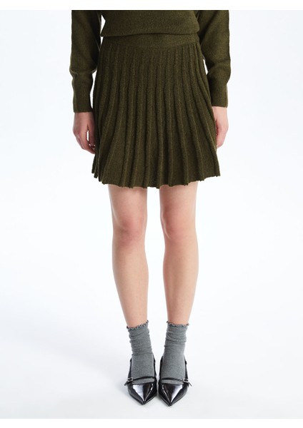 Yeni Sezon Kadın Beli Lastikli Düz Triko Etek modelleri