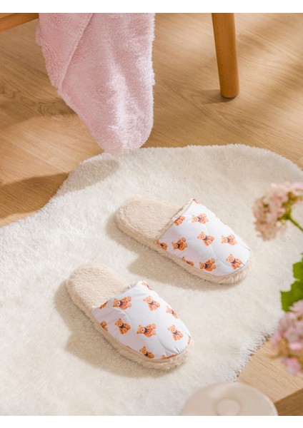 Yeni Sezon Ayı Teddy Baskılı Kadın Ev Terliği
