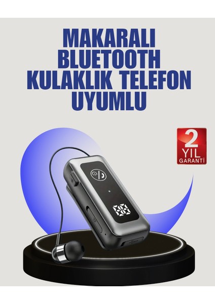 Içi Sarılabilen Kablo ve Yaka Klipsli Bluetooth Kulaklık
