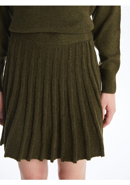 Yeni Sezon Kadın Beli Lastikli Düz Triko Etek indirimleri