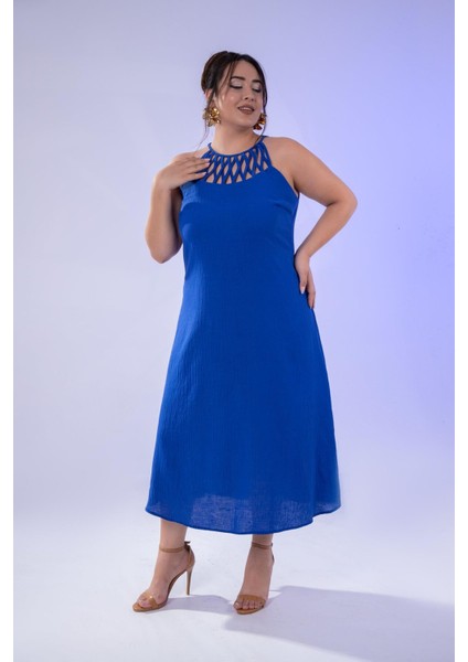 Kadın Büyük Beden Mavi Elbise fiyatları