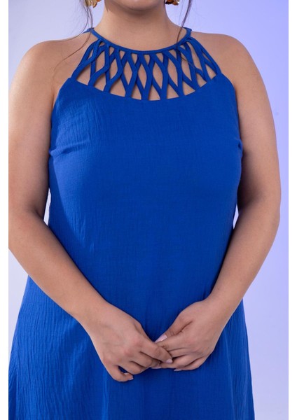 Kadın Büyük Beden Mavi Elbise modelleri