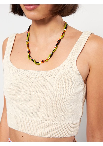 Yeni Sezon U Yaka Düz Askılı Kadın Triko Crop fırsatları