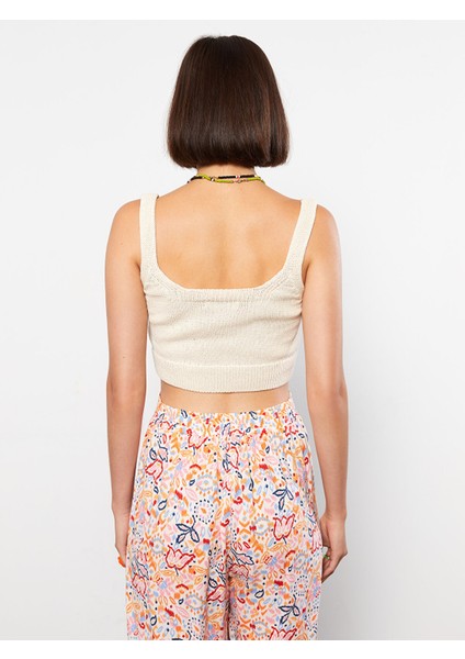 Yeni Sezon U Yaka Düz Askılı Kadın Triko Crop indirimleri