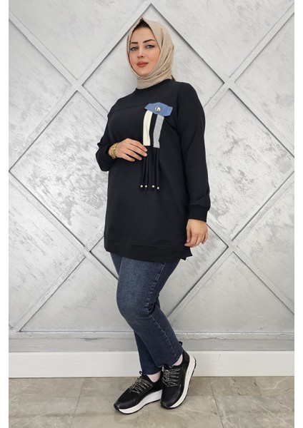 Kadın Kombin ve Bağcık Detaylı Tesettür Tunik