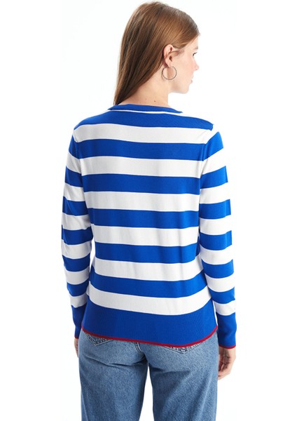 Yeni Sezon Bisiklet Yaka Renk Bloklu Kadın Triko Kazak fırsatları