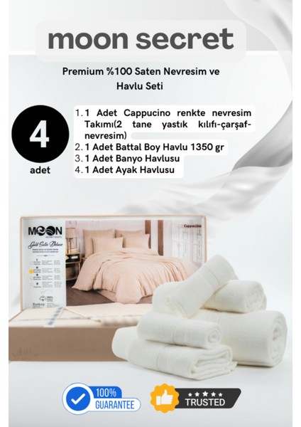 %100 Saten Premium Nevresim ve Havlu Seti 12 Farklı Renk Seçeneği 4 Parça Set 1
