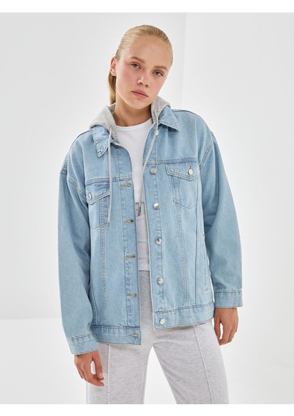 Yeni Sezon Kapüşonlu Kadın Jean Ceket