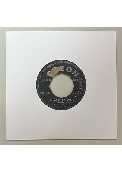 Necdet Tokatlıoğlu Yağsın Yağmur - Nazlanma 45 Lik Plak (Orjinal Dönem Baskı Plak)