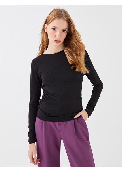 Yeni Sezon Bisiklet Yaka Düz Uzun Kollu Kadın Bluz fiyatları