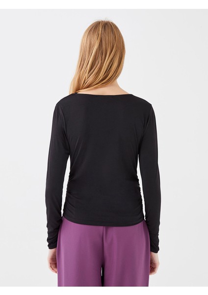 Yeni Sezon Bisiklet Yaka Düz Uzun Kollu Kadın Bluz indirimleri