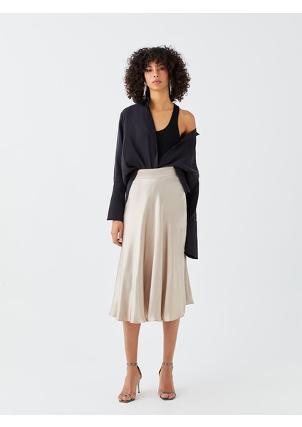 Yeni Sezon Beli Fermuarlı Düz A Kesim Saten Kadın Etek fiyatları