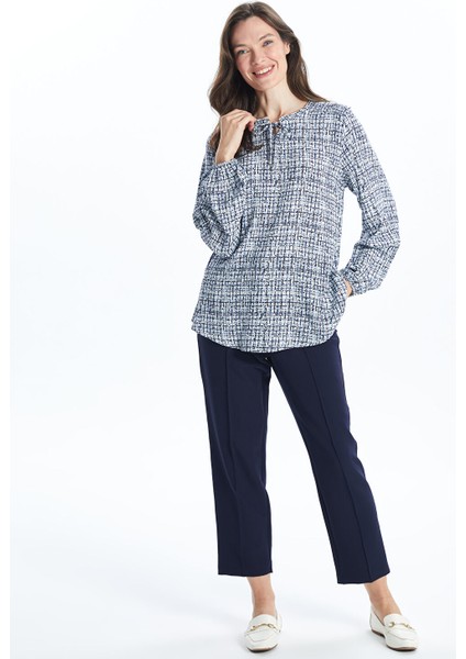 Yeni Sezon Bağlamalı Yaka Desenli Kadın Bluz fiyatları