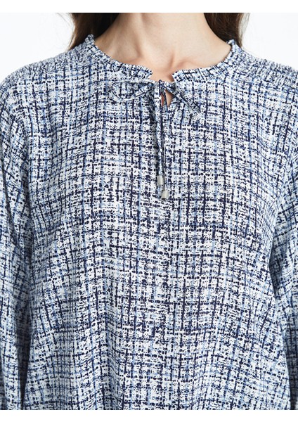 Yeni Sezon Bağlamalı Yaka Desenli Kadın Bluz modelleri