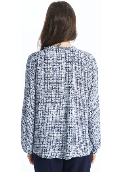 Yeni Sezon Bağlamalı Yaka Desenli Kadın Bluz fırsatları