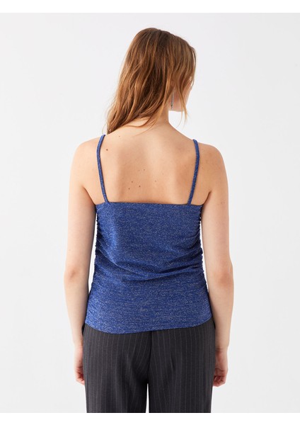 Yeni Sezon Kare Yaka Askılı Parlak Görünümlü Kadın Bluz indirimleri