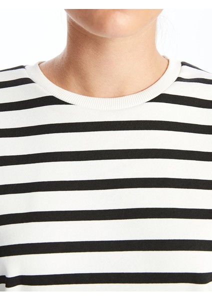 Yeni Sezon Bisiklet Yaka Çizgili Oversize Kadın Kalın Sweatshirt modelleri