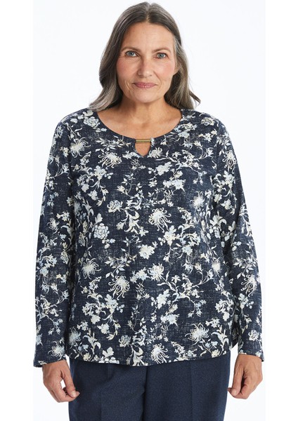 Yeni Sezon Bisiklet Yaka Desenli Kadın Bluz