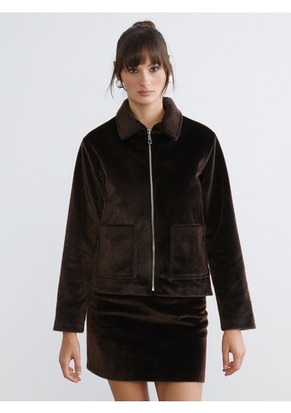 Yeni Sezon Gömlek Yaka Kadın Kürk Kaban