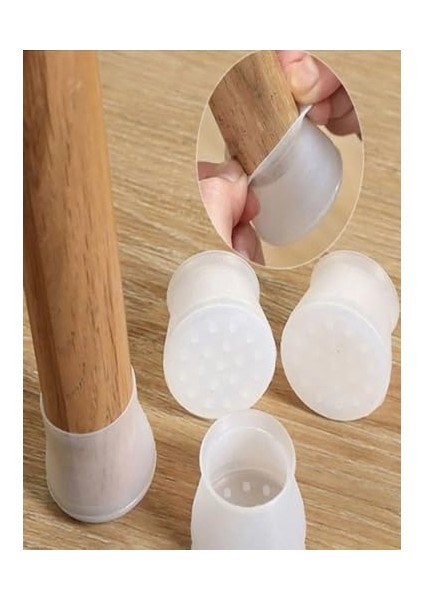 Masa Ayak, Çorabı, Sürtünme Ses Önleyici Silikon, 12 Adet (Beyaz) fiyatları