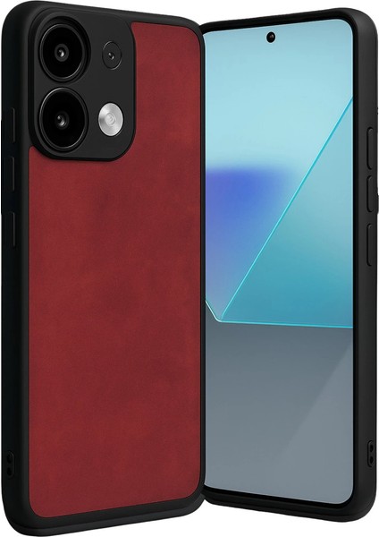 Newface Redmi Note 13 4g Kılıf Aras Deri Kapak - Kırmızı