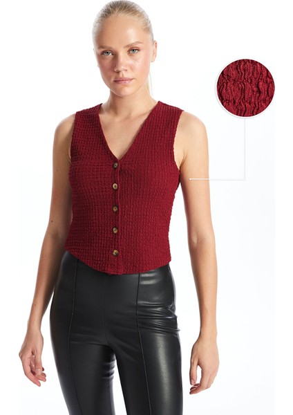 Yeni Sezon V Yaka Dokulu Kadın Yelek