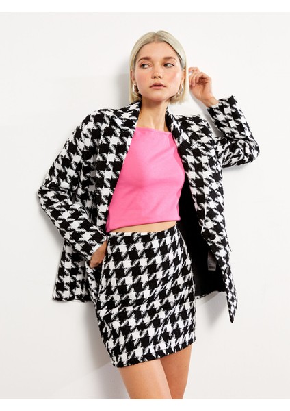 Yeni Sezon Kazayağı Desenli Mini Kadın Etek