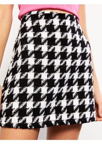 Yeni Sezon Kazayağı Desenli Mini Kadın Etek modelleri