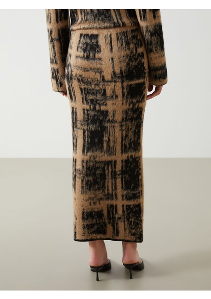 Yeni Sezon Beli Lastikli Desenli Kadın Triko Etek fırsatları